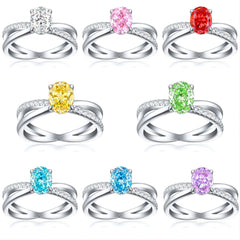 1.5-Carat Oval Cut Simulated Diamond Engagement Ring with Accents and 4-Prong Setting