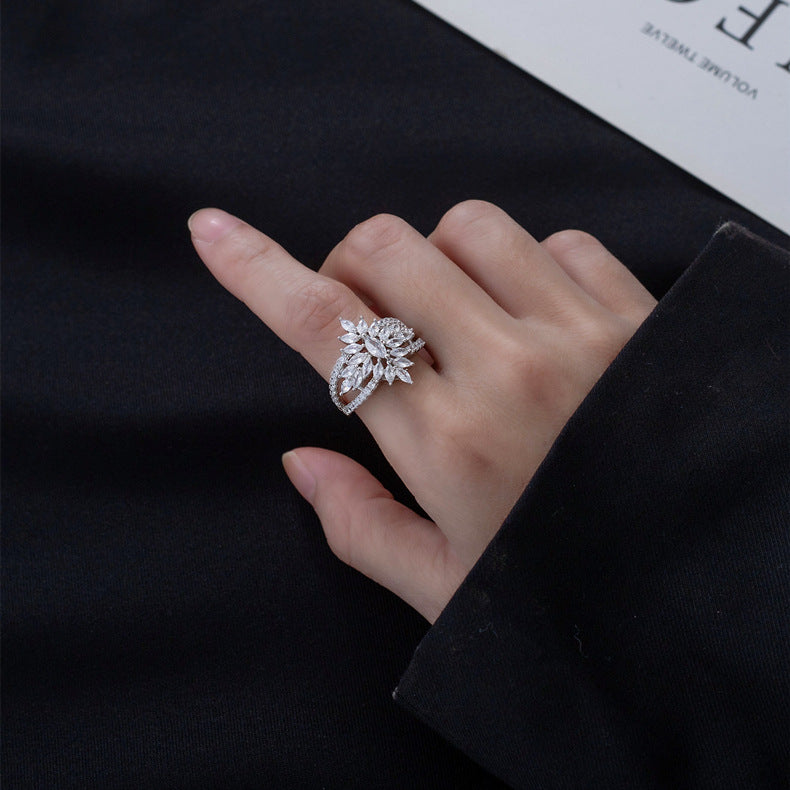 Unique Marquise Cut Simulated Colorless Diamond Engagement Ring