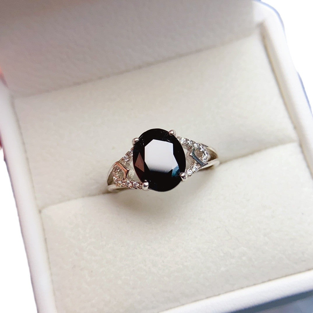 Spinel Oval Cut Engagement Ring in Sterling Silver with Accent Stones