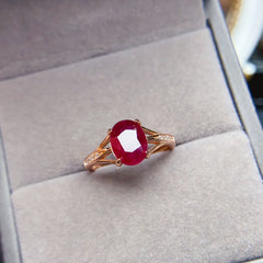 Ruby Oval Cut Engagement Ring in Sterling Silver with Accent Stones