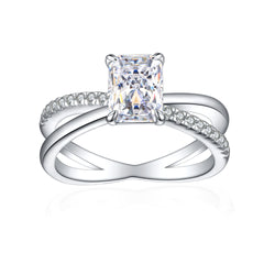 1.5-Carat Radiant Cut Simulated Diamond Engagement Ring with Accents