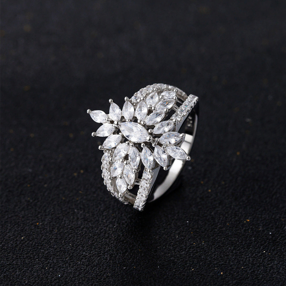 Unique Marquise Cut Simulated Colorless Diamond Engagement Ring