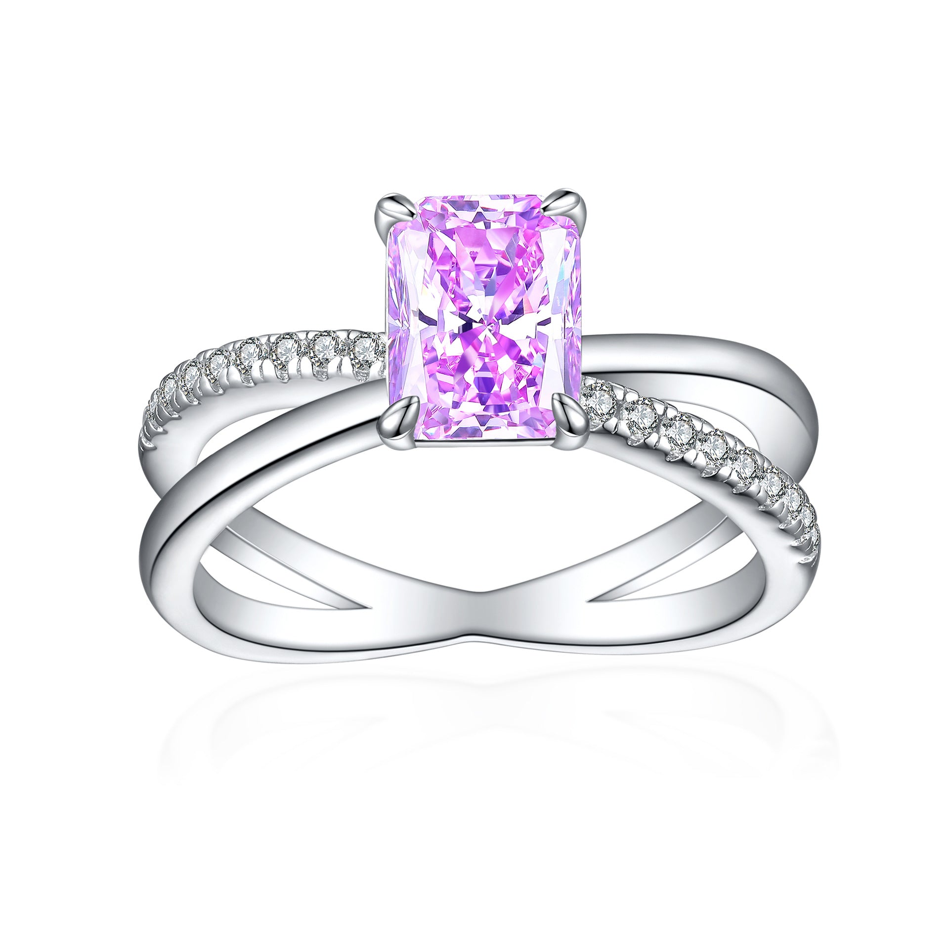 1.5-Carat Radiant Cut Simulated Diamond Engagement Ring with Accents