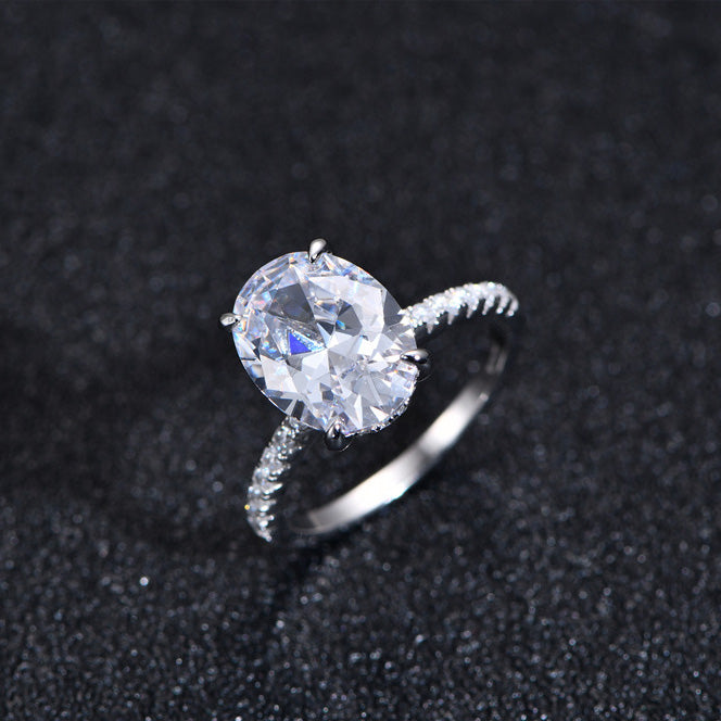 Accented Oval Cut Multi-Colored Simulated Gemstone Engagement Ring
