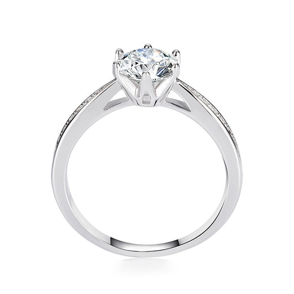 Round Moissanite Solitaire Engagement Ring in Sterling Silver with Accents (Multiple Carat Options)