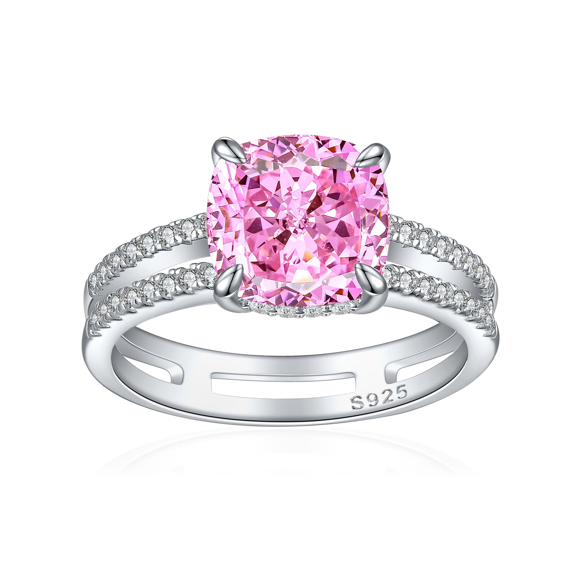3.5-Carat Cushion Cut Simulated Diamond Engagement Ring with Accents in Multi Colors