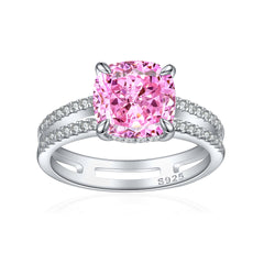 3.5-Carat Cushion Cut Simulated Diamond Engagement Ring with Accents in Multi Colors