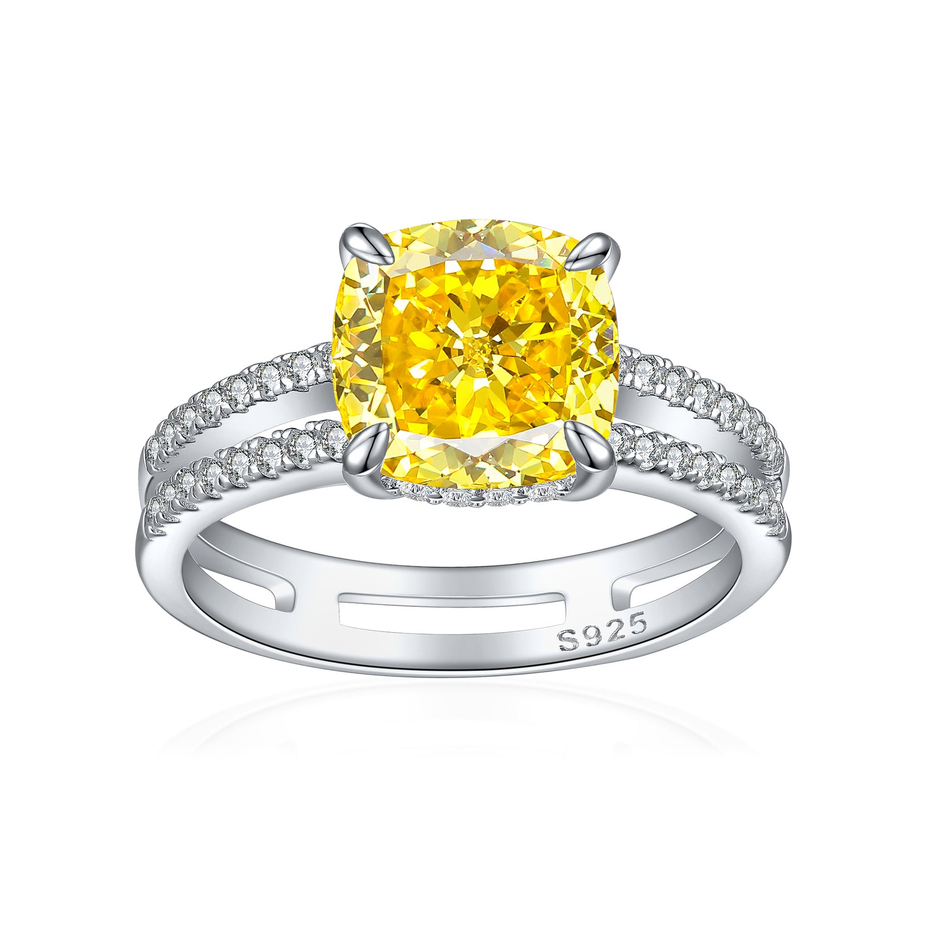 3.5-Carat Cushion Cut Simulated Diamond Engagement Ring with Accents in Multi Colors