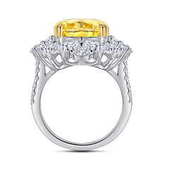 7.0-Carat Round Cut Simulated Yellow Diamond Engagement Ring with 4-Prong Setting