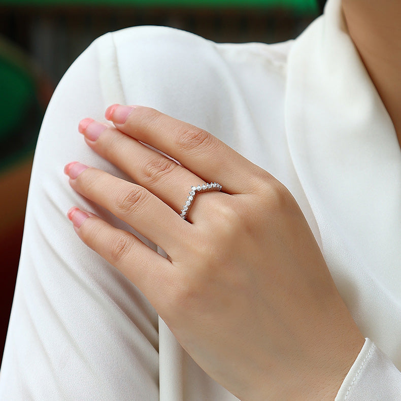 Round Moissanite Wedding Band in Sterling Silver with Delicate Embrace Setting with GRA Certificate