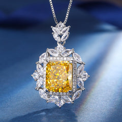 High Fashion Radiant-Cut Yellow Simulated Diamond Jewelry Set in White Gold-Plated Copper