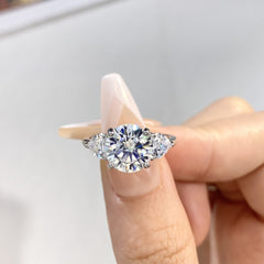3-Carat Heart-Shaped Moissanite Three-Stone Engagement Ring in Sterling Silver with GRA Certificate