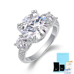 5-Carat Round Moissanite Cluster Engagement Ring in Sterling Silver with GRA Certificate