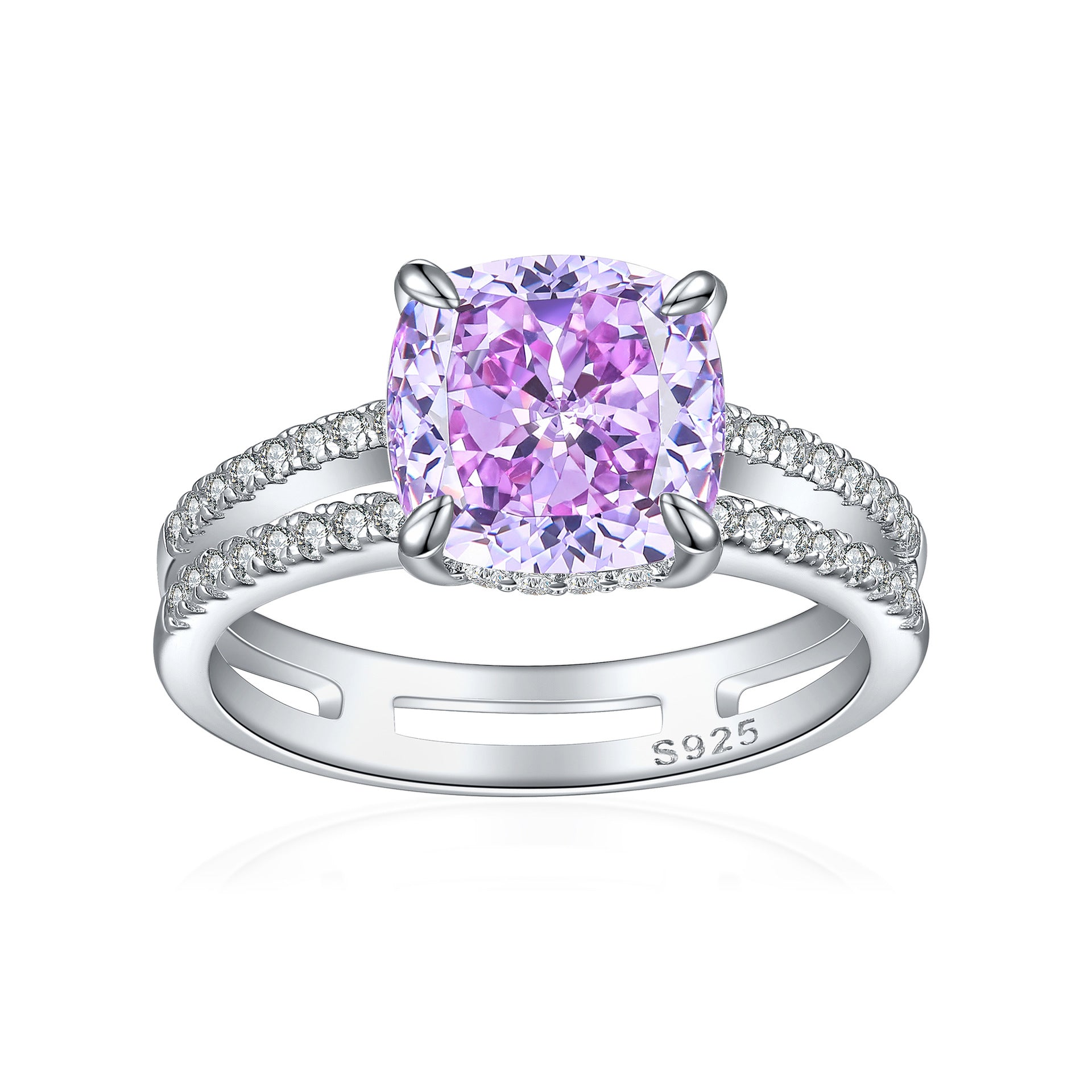 3.5-Carat Cushion Cut Simulated Diamond Engagement Ring with Accents in Multi Colors