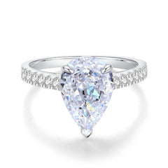 Accented 7.0-Carat Multi-Color Pear Cut Simulated Diamond Engagement Ring