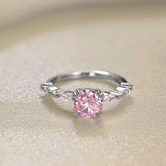 1.75-Carat Cushion Cut Pink Simulated Diamond Engagement Ring