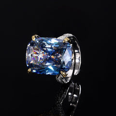 Radiant-Cut Simulated Aquamarine Jewelry Set with Solitaire and Accent Design