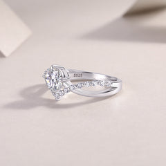 Classic Round Moissanite Engagement Ring in Sterling Silver with Accents with GRA Certificate