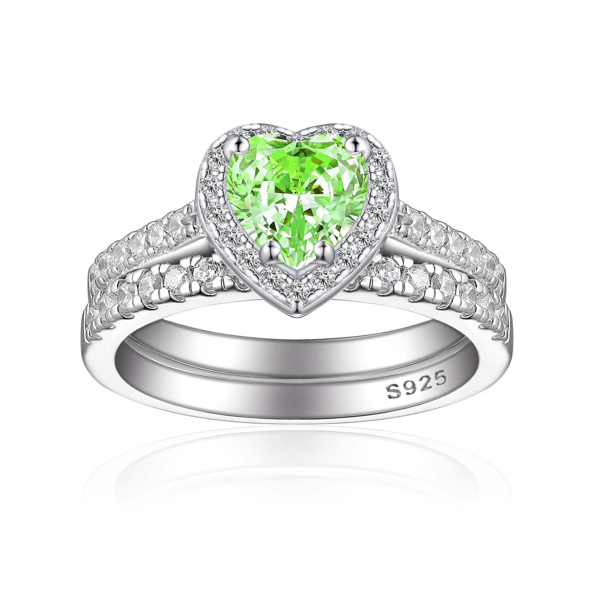 1.0-Carat Heart Cut Simulated Diamond Wedding Set with Accents & Halo Design