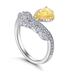 Pear Cut Simulated Yellow Diamond Engagement Ring with 3-Prong Setting