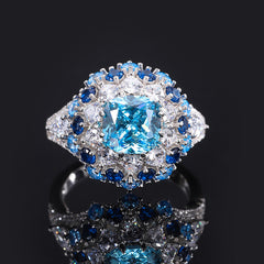 2.0-Carat 8mm Cushion Cut Simulated Aquamarine Engagement Ring