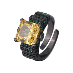 5.0-Carat Cushion Cut White Gold Colorless Diamond, Black Gold Yellow and Purple Diamonds Adjustable Engagement Ring