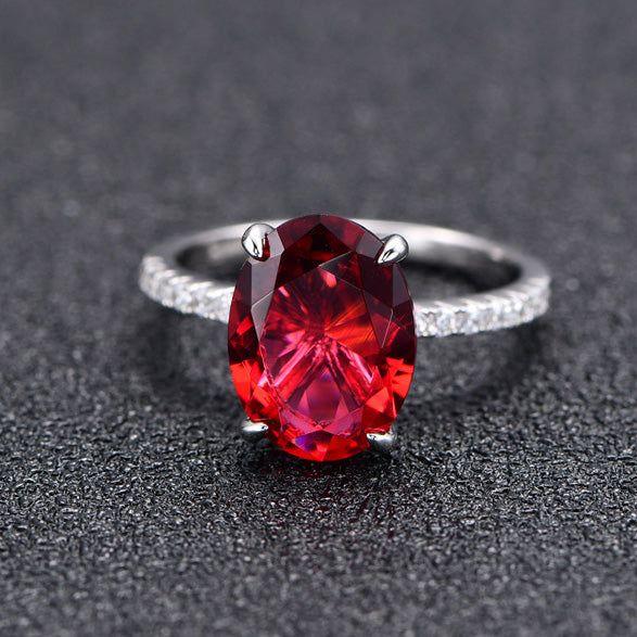 Accented Oval Cut Multi-Colored Simulated Gemstone Engagement Ring