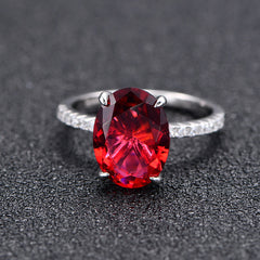 Accented Oval Cut Multi-Colored Simulated Gemstone Engagement Ring