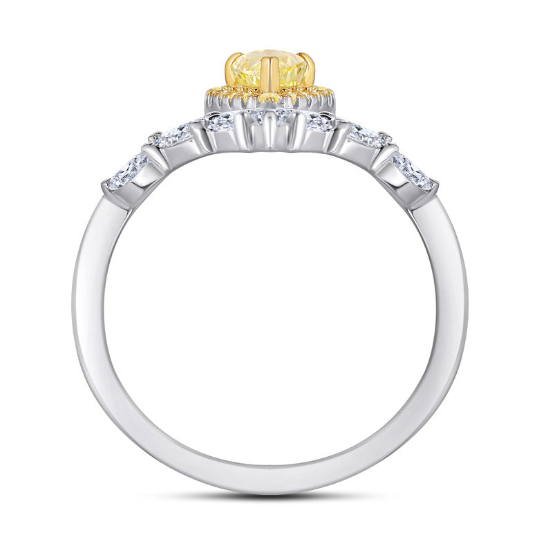 Pear Cut Simulated Yellow Diamond Engagement Ring with 3-Prong Setting