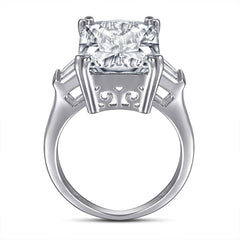 Three Stones 10.0-Carat Radiant Cut Pink and Colorless Simulated Diamond Engagement Ring