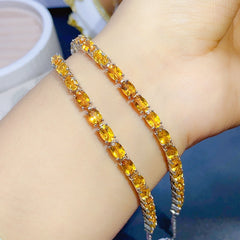 Fresh and Simple Citrine Bracelet in Sterling Silver with 4mm x 6mm Stones