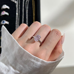 Solitaire Engagement Ring with 3.5-Carat Oval Pink Simulated Diamond in Sterling Silver