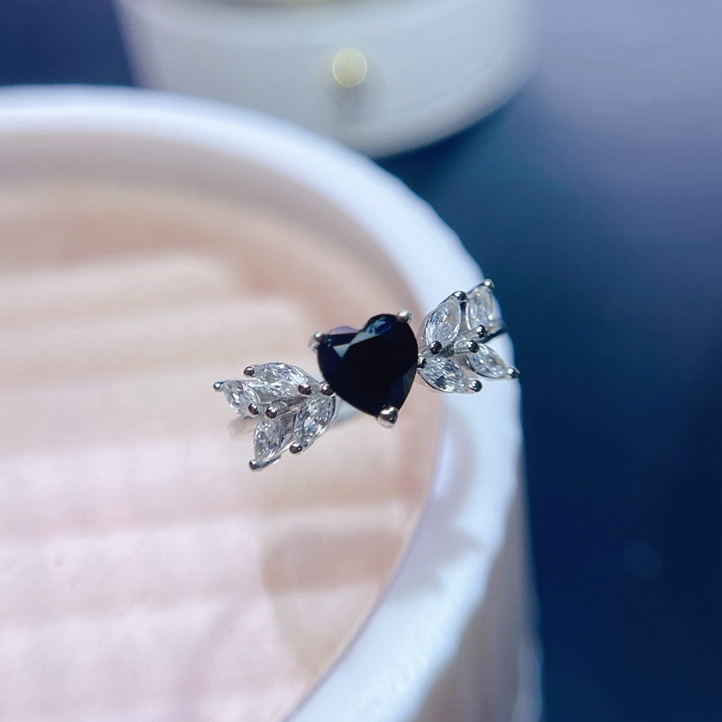 Spinel Heart Cut Engagement Ring in Sterling Silver with White Gold Plating