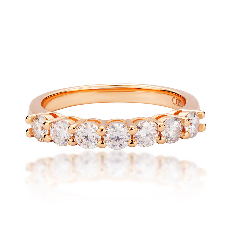 Seven-Stone Moissanite Wedding Band in Sterling Silver with GRA Certificate