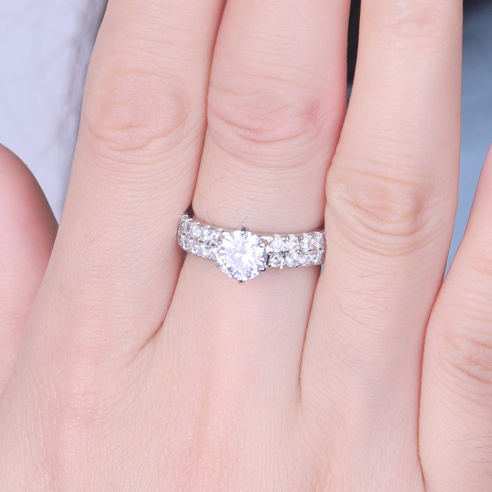 1.0-Carat Round Cut Simulated Diamond Engagement Ring with 6-Prong Setting