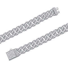 Moissanite Cuban Link Bracelet in White Gold Plated Sterling Silver with GRA Certificate