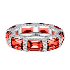 Emerald Cut Simulated Diamond Wedding Band in White Gold-Plated Sterling Silver