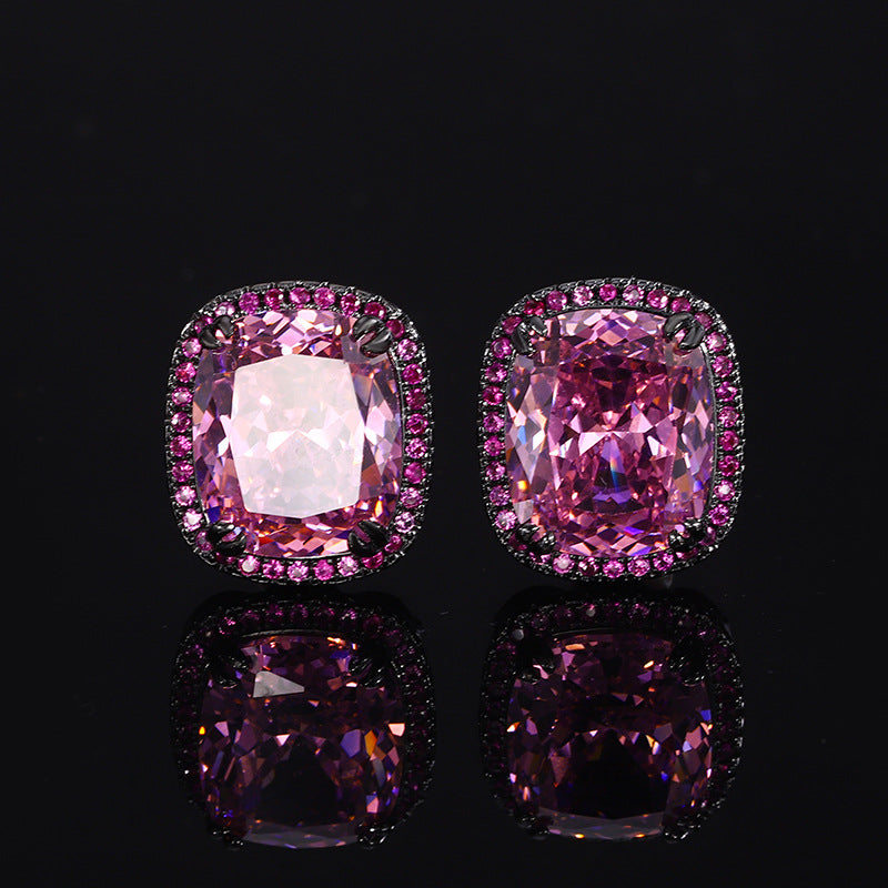 Vintage Radiant-Cut Simulated Gemstone Jewelry Set in Black Gold-Plated Copper