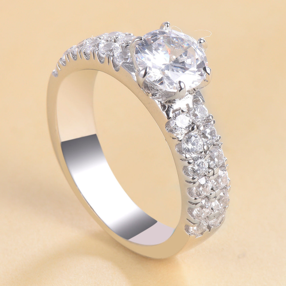1.0-Carat Round Cut Simulated Diamond Engagement Ring with 6-Prong Setting