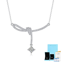 Moissanite Halo Pendant Necklace in Sterling Silver with White Gold Plating with GRA Certificate