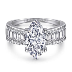 3.0-Carat Marquise Cut Simulated Colorless Diamond Wedding Set