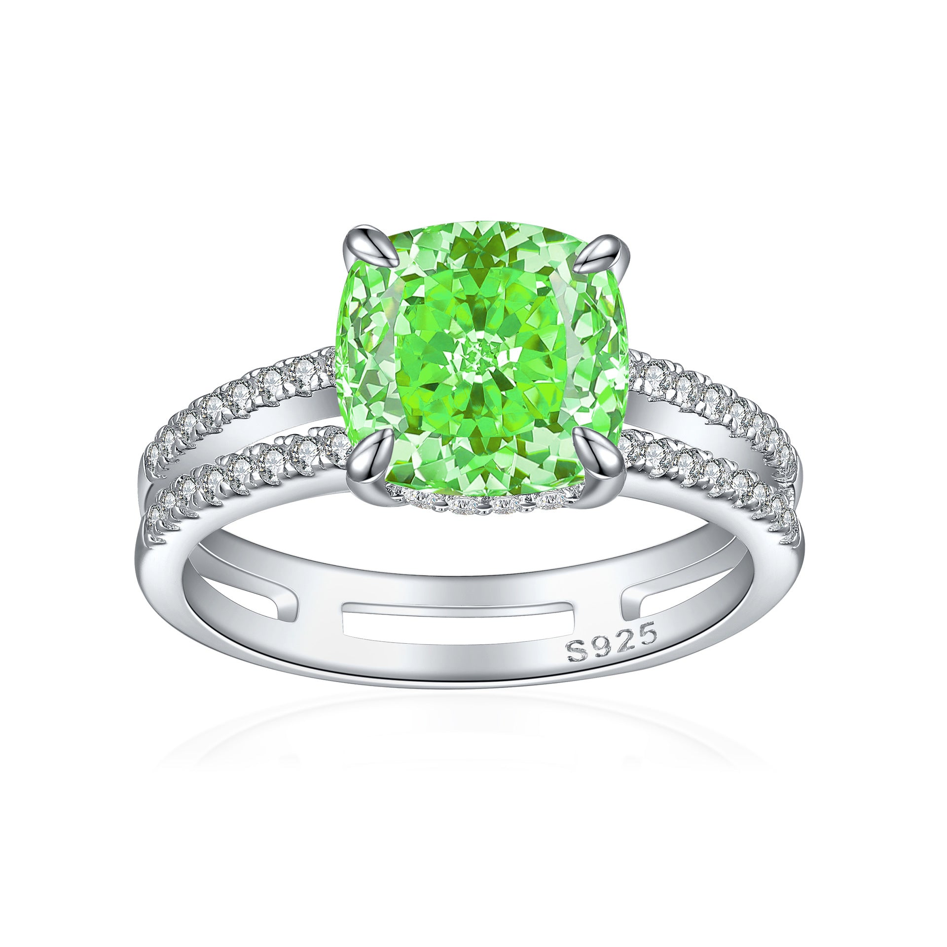 3.5-Carat Cushion Cut Simulated Diamond Engagement Ring with Accents in Multi Colors