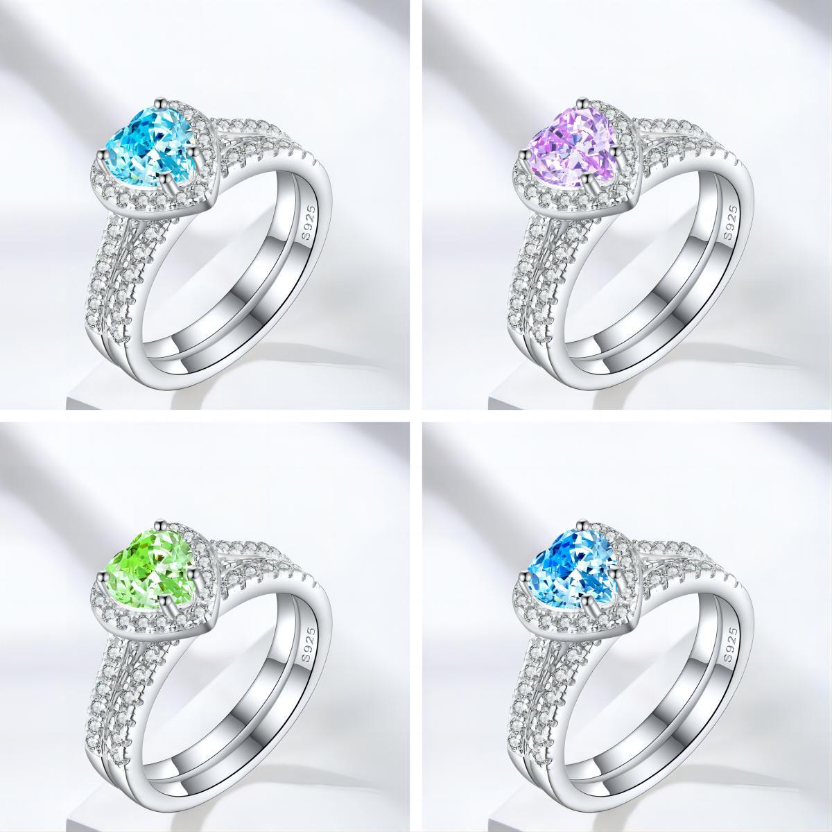 1.0-Carat Heart Cut Simulated Diamond Wedding Set with Accents & Halo Design
