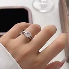 2.0 Carat Round Simulated Diamond Solitaire Wedding Set in Sterling Silver