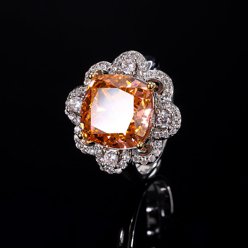 Simulated Cushion-Cut Diamond Jewelry Set in White Gold-Plated Copper