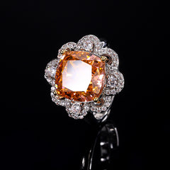 Simulated Cushion-Cut Diamond Jewelry Set in White Gold-Plated Copper