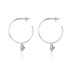 2-Carat Round Moissanite Hoop Earrings in Sterling Silver with GRA Certificate