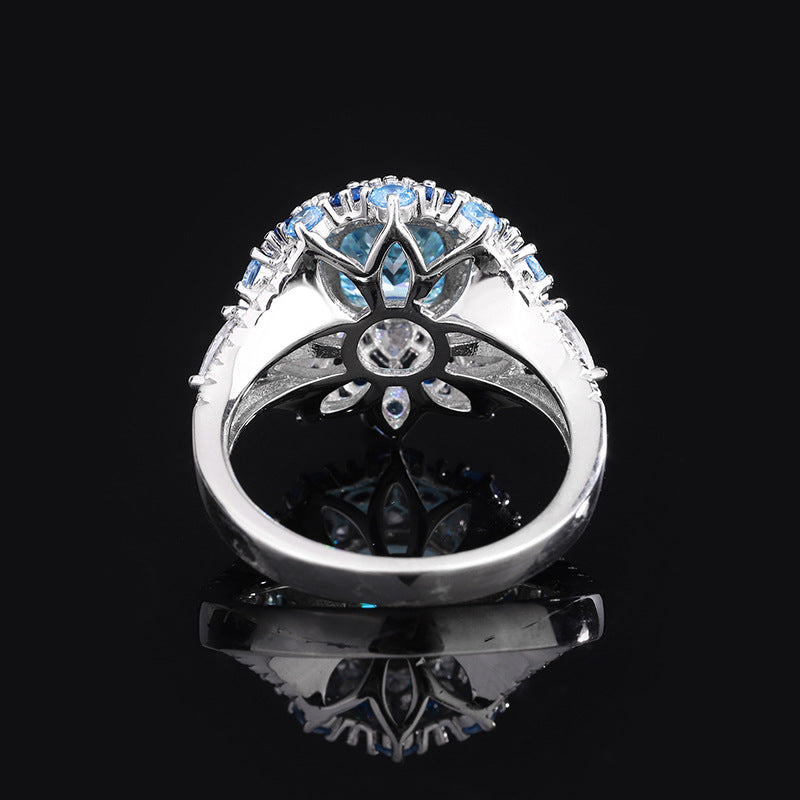 2.0-Carat 8mm Cushion Cut Simulated Aquamarine Engagement Ring