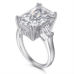 Three Stones 10.0-Carat Radiant Cut Pink and Colorless Simulated Diamond Engagement Ring