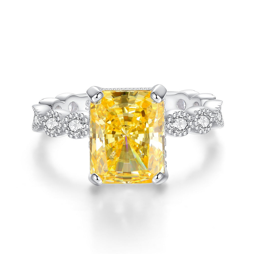 4.0-Carat Radiant Cut Purple, Colorless, and Yellow Simulated Diamonds Engagement Ring